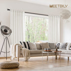 Ivory Linen Back Tab Curtains For Living Room 84 Inches Long Light Filtering Privacy Semi Sheer Off White Farmhouse Boho Faux Li