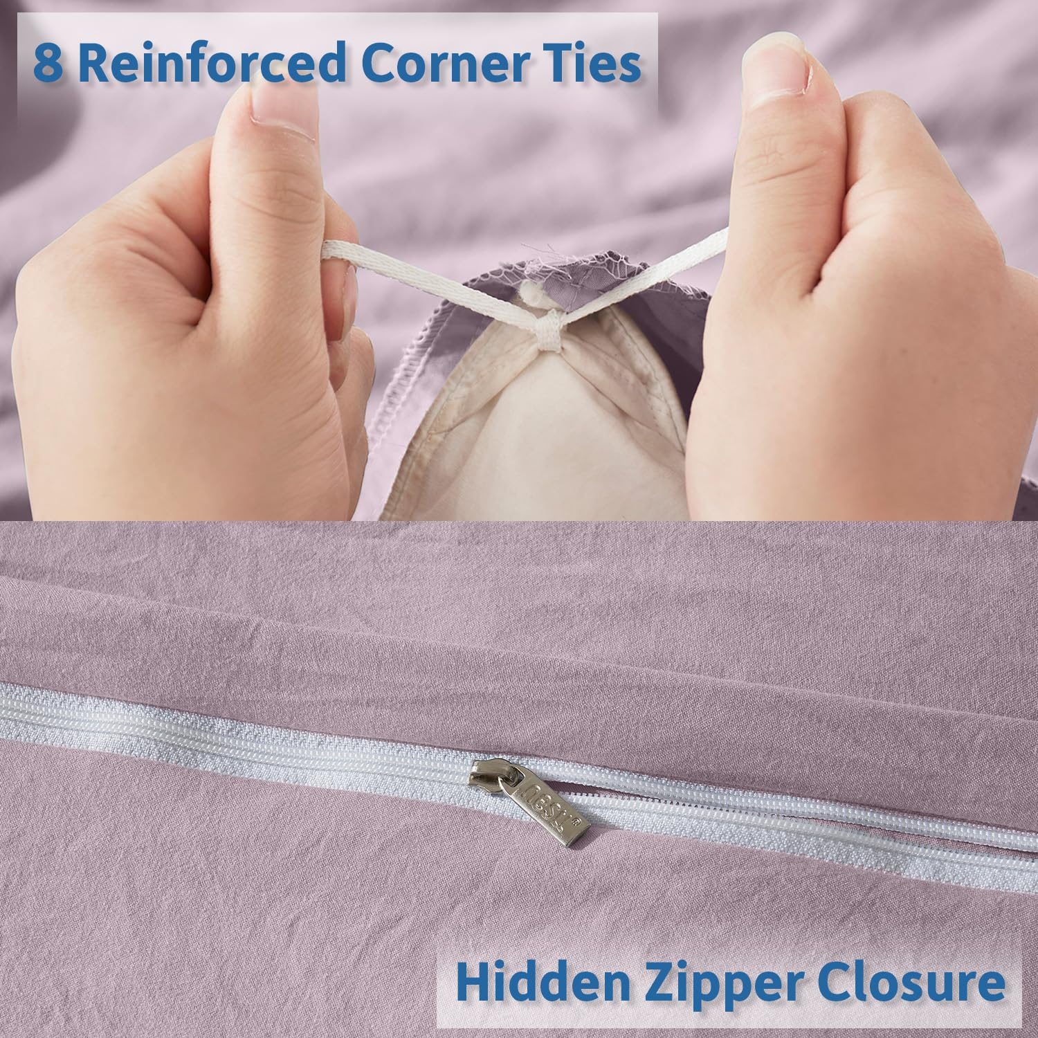 Nestl Dusty Purple California King Duvet Cover Sets - Soft Prewashed Cal King Duvet Cover, 3 Piece, With Zipper Closure, 1 Duvet Cover 104X98 Inches And 2 Pillow Shams - No Comforter