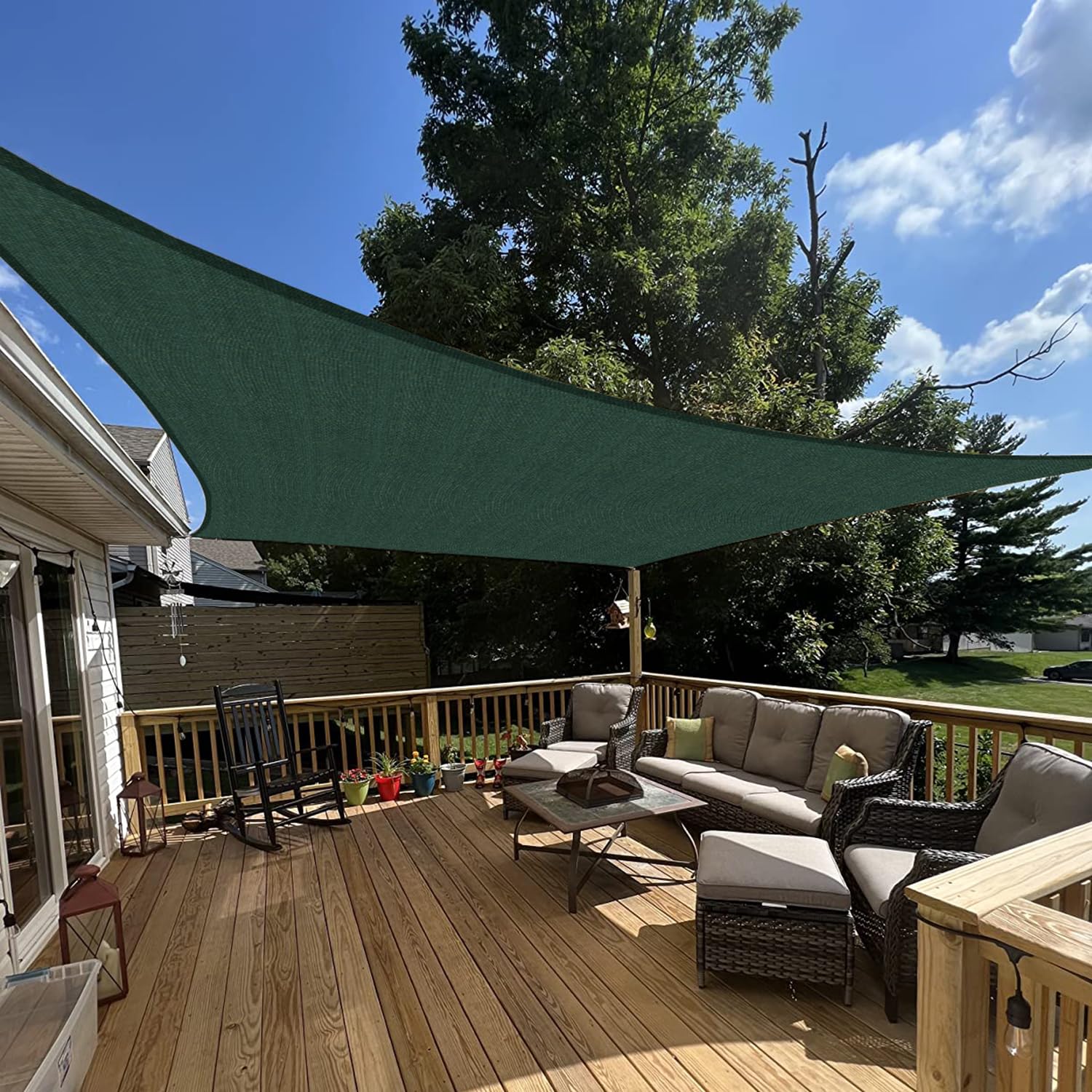 E&K Sunrise 4' X 5' Sun Shade Sail Rectangle Canopy Shade Cover Uv Block For Patio Backyard Garden Outdoor (Green)