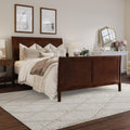 AFI, Portland Full Size Low Profile Platform Bed with Matching Footboard and Attachable USB Charger, Walnut
