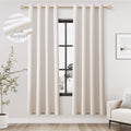 Jowels Ivory Linen Blackout Curtains 72 Length 2 Panels Set For Living Room Bedroom, 100% Black Out Thermal Insulated Linen Drap