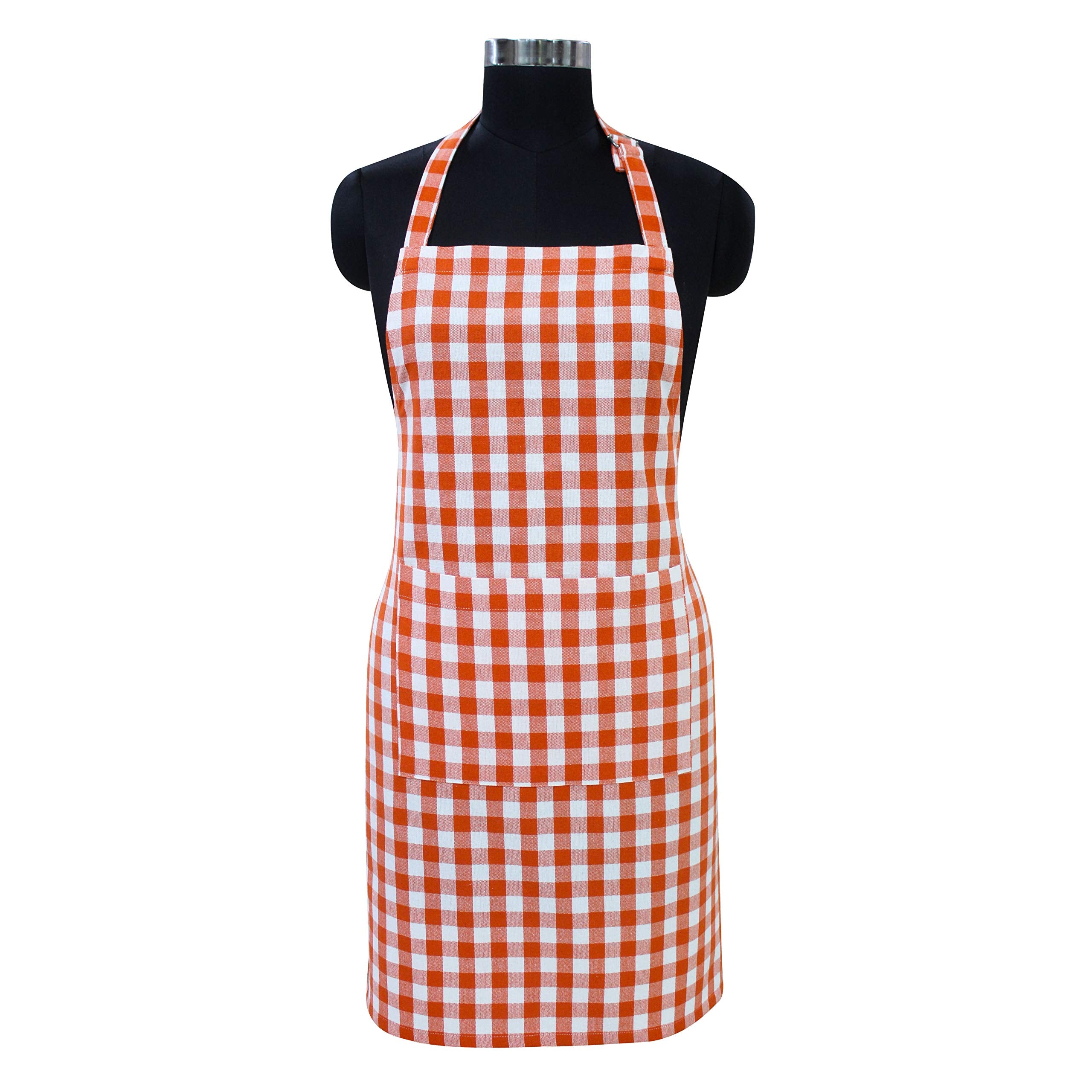 Airwill Cotton Kitchen Cooking Aprons (Gingham Orange)