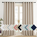 NICETOWN Cream 100% Blackout Linen Curtains 120 inch Long Burg for Living Room, 1 Pair, 62 Width Each Panel, Farmhouse Thick Com