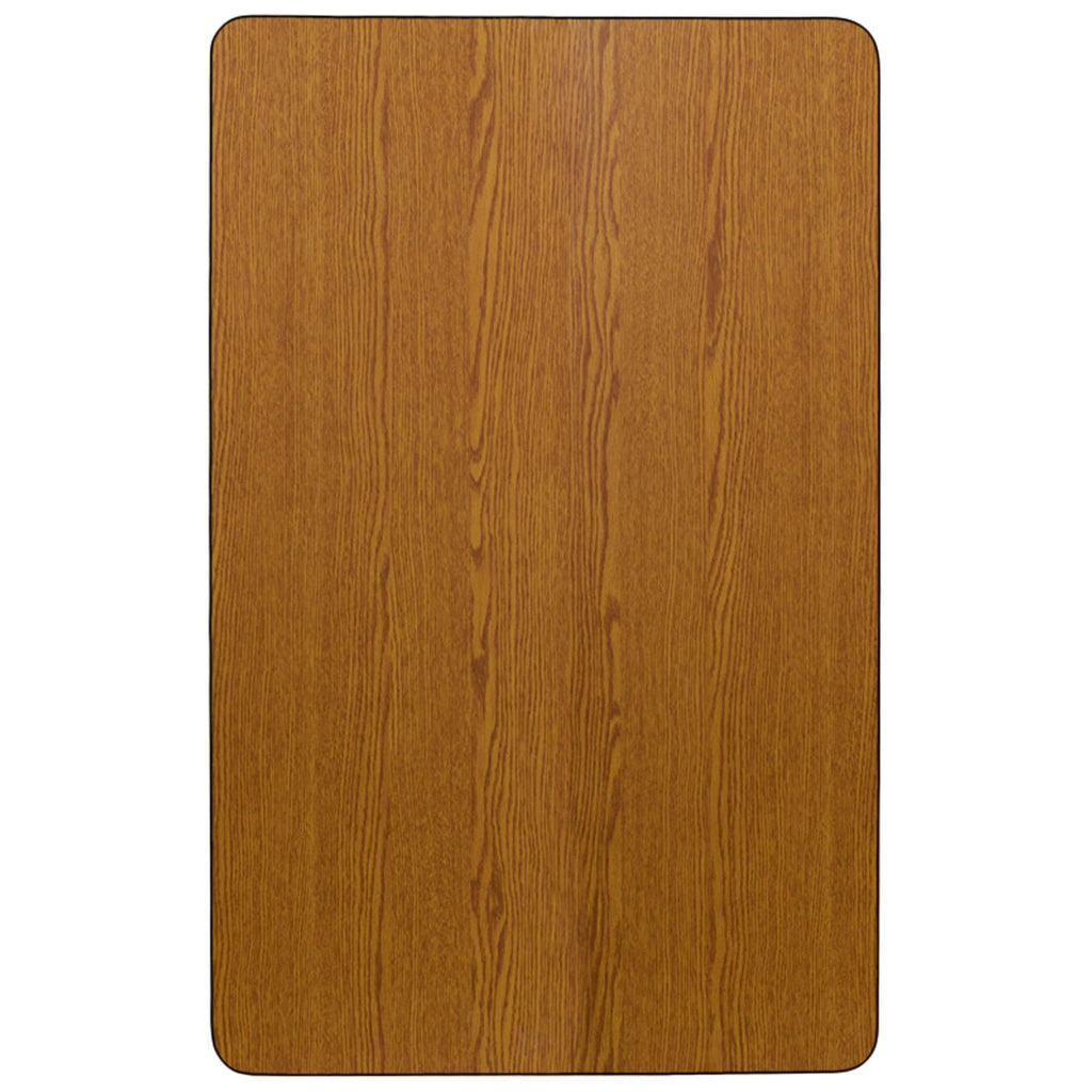 Flash Furniture Wren 30''W X 72''L Rectangular Oak Thermal Laminate Activity Table - Height Adjustable Short Legs