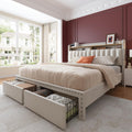 Enhomee Full Size Bed Frame With Headboard And Storage, Upholstered Full Bed Frame With Storage, Sturdy Full Bed Frame With 2 Drawer, Full Size Bed Frame With Storage, No Noise,No Box Spring Needed