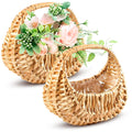 2Pcs Small Wicker Basket with Handle - Flower Girl Baskets Empty Gift Basket Rattan Basket for Wedding Flower Basket for Gifts -