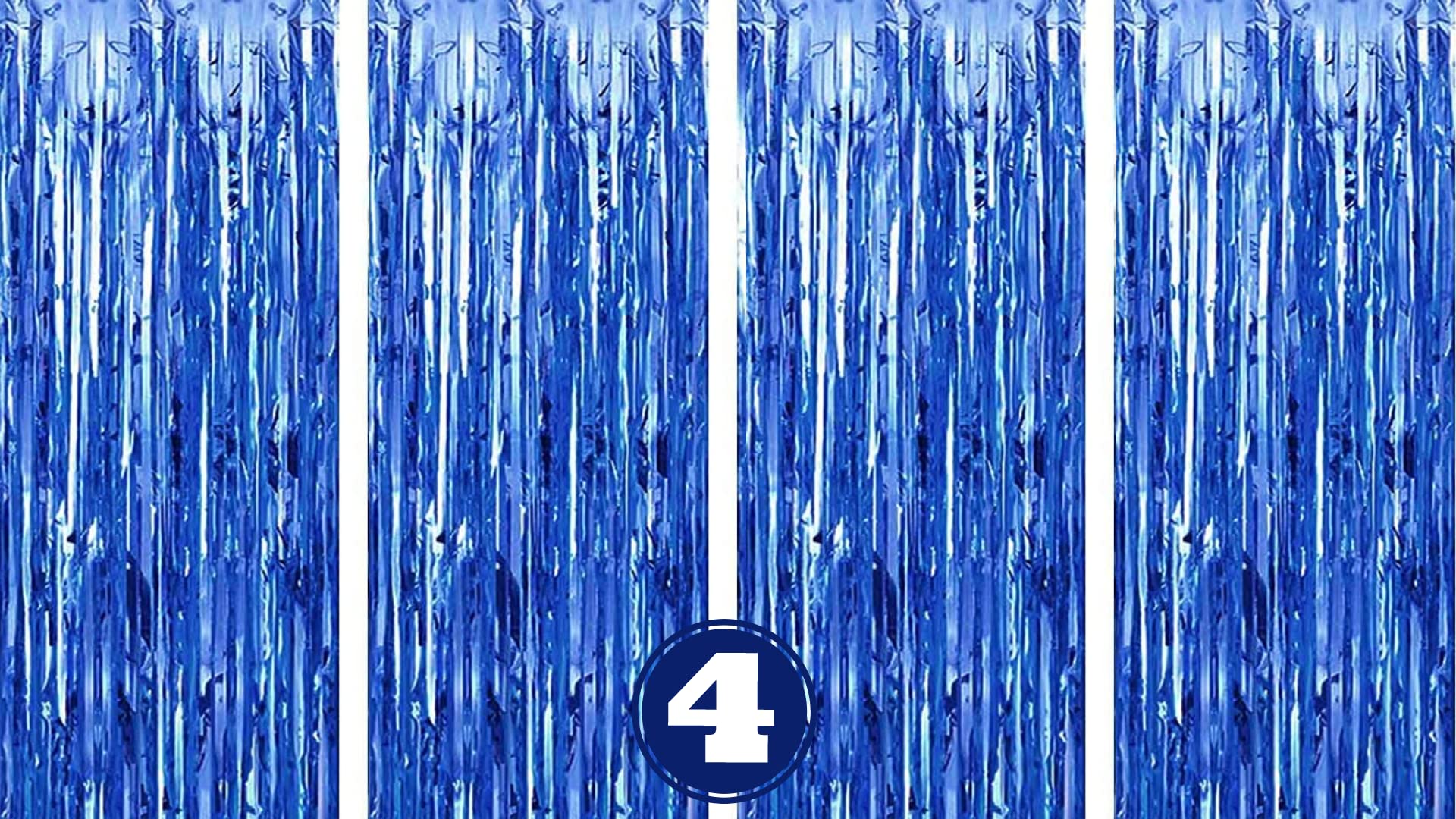 Flyloons Blue Foil Curtains For Birthday Decoration Items Pack Of 4 Baby Shower Anniversary, Marriage, Bachelorette Party Celebr
