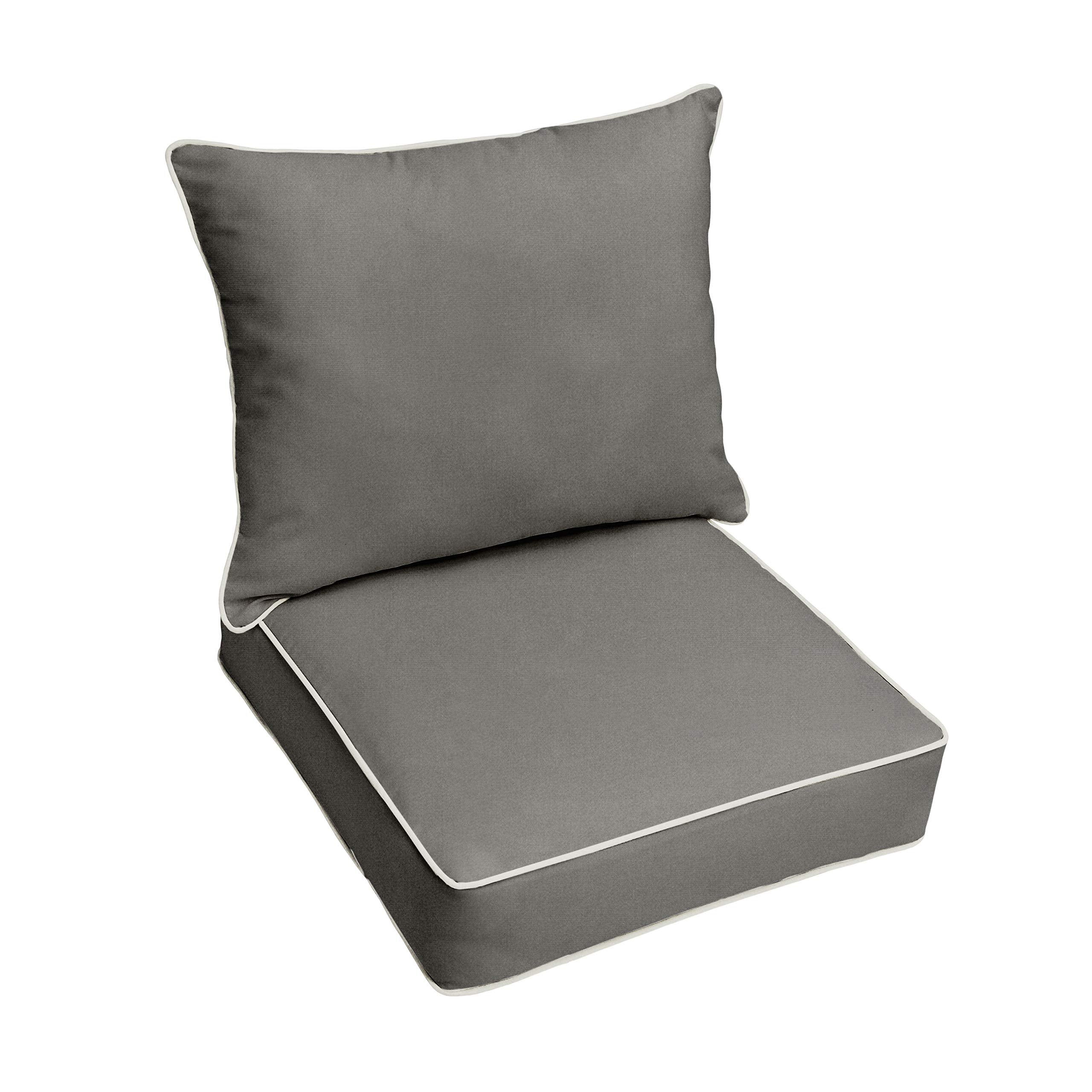 Sorra Home Sunbrella Canvas Charcoal Outdoor Seat Cushion And Back Pillow Set, 25 In X 25 In X 5