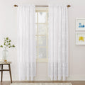 No. 918 Alison Floral Lace Sheer Rod Pocket Curtain Panel, 58' X 72', White