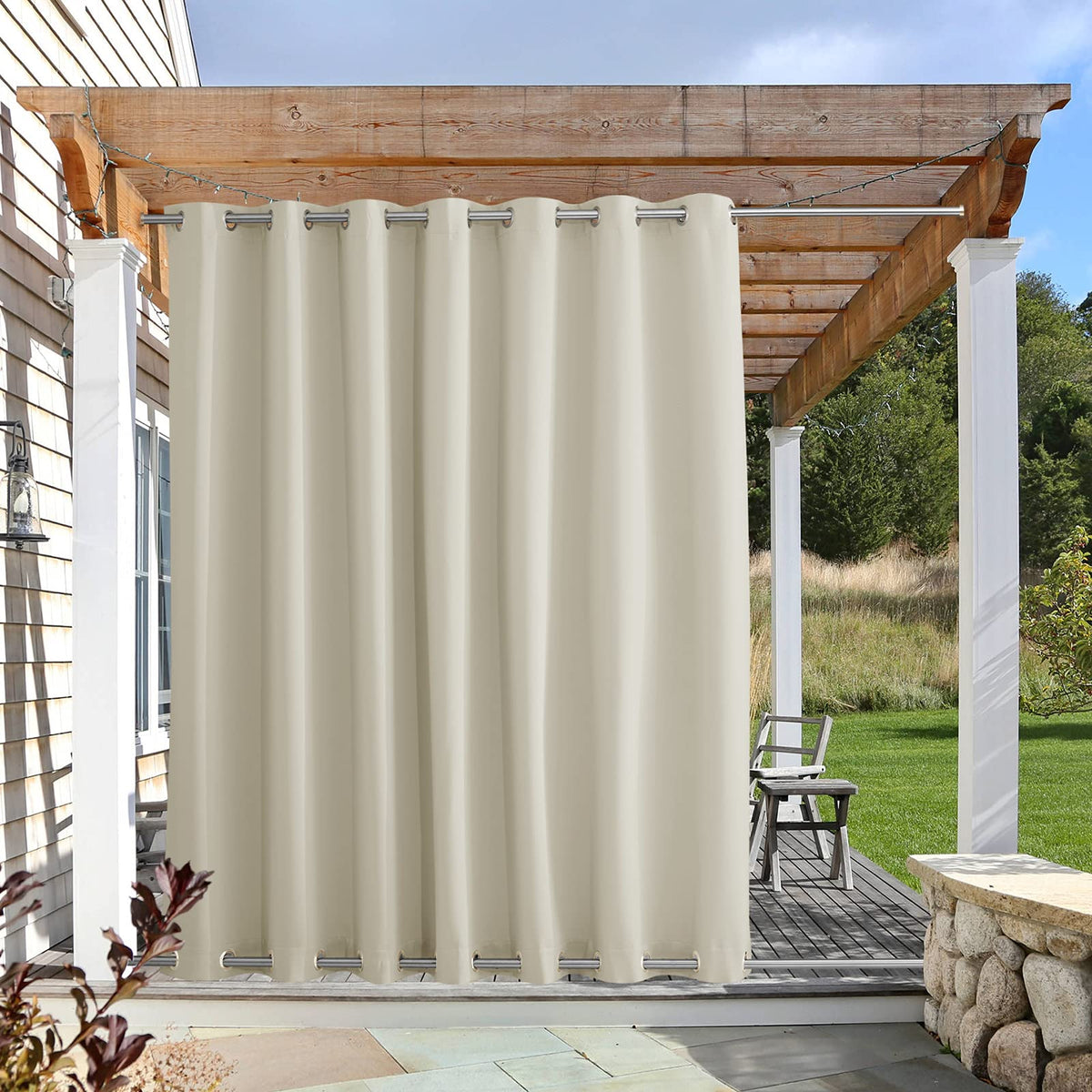 Nicetown Weighted Outdoor Curtain For Patio Waterproof, Rustproof Grommet Top And Bottom Outdoor Divider Windproof Thermal Insul