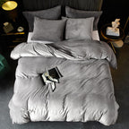 Ivellow Velvet Flannel Duvet Cover King Size Smoky Gray Duvet Cover King Velvet Comforter Cover Set Ultra Soft Breathable Cozy V