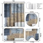 Lnond 4Pcs Bathroom Shower Curtain Sets With Rugs,Brown And Blue Painting Art Bathroom Sets With Shower Curtain And Rugs And Acc