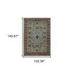HomeRoots 510004 9 x 12 ft. Blue Red Green & Gold Oriental Power Loom Stain Resistant Rectangle Area Rug