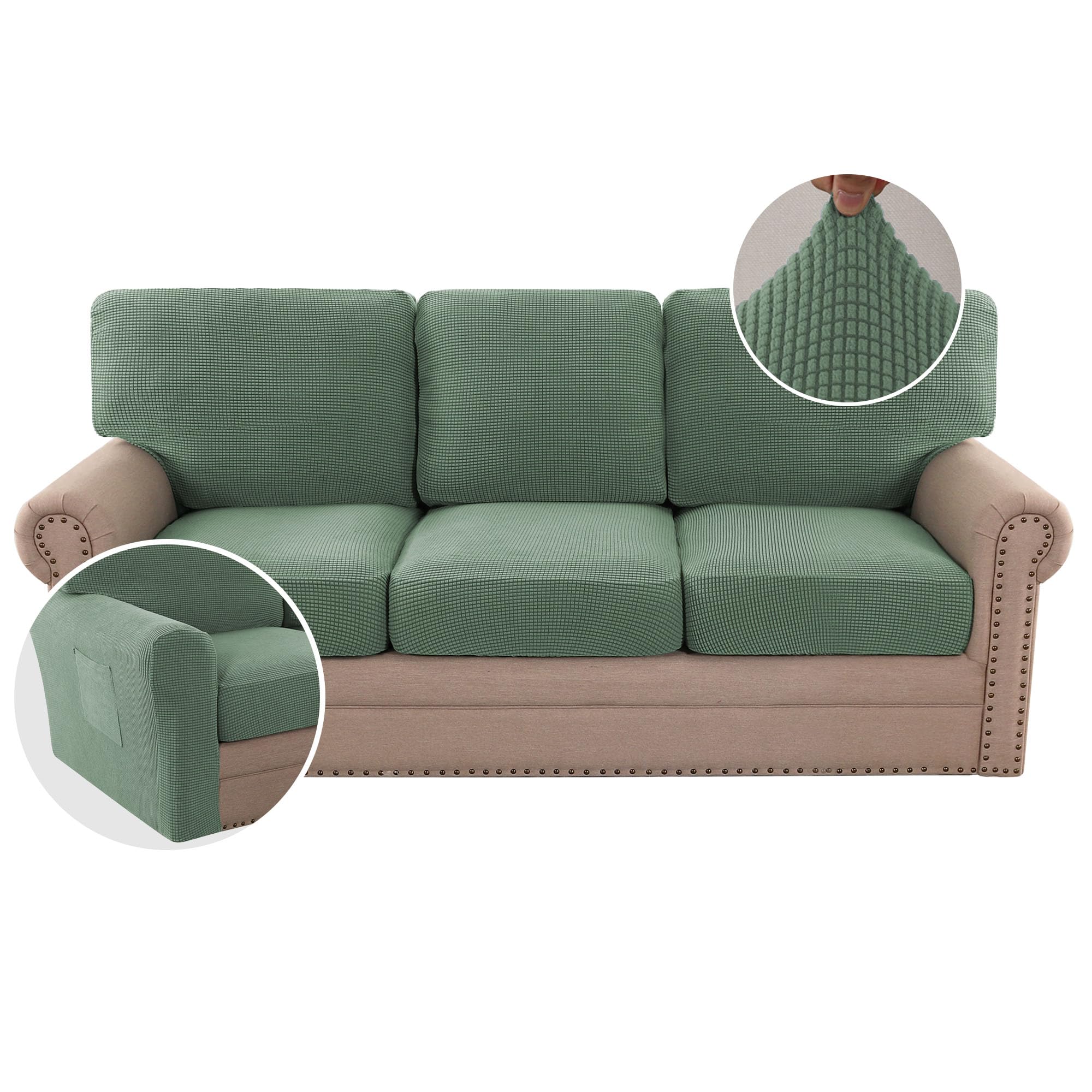 H.VERSAILTEX 2024 New Trend Multi-Pieces Sofa Covers Stretch Couch Covers Form Fitted Seats and Back Cushions Covers (3 Seat Cov