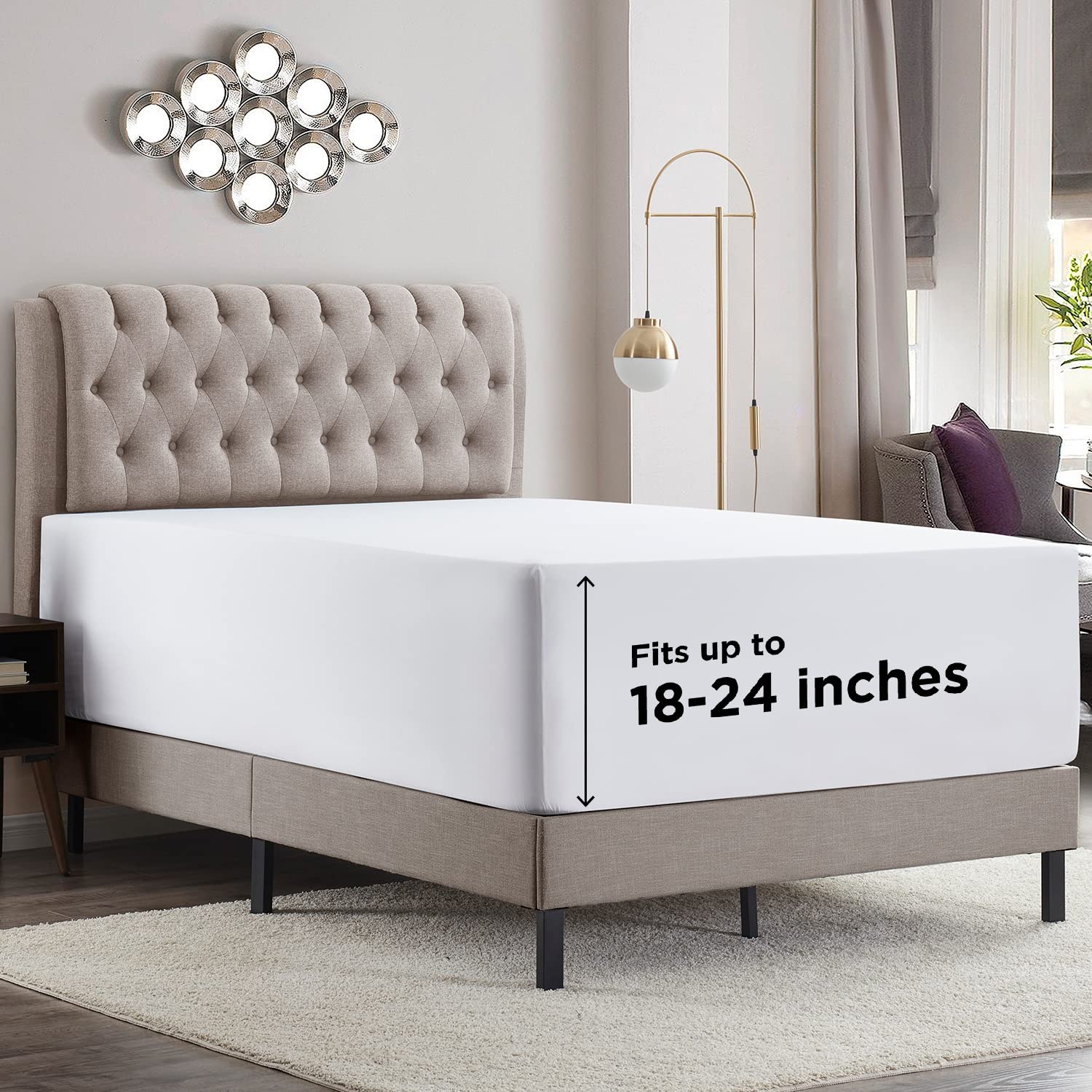 Empyrean Bedding Extra Deep Full Size Fitted Sheet Only Deep Pocket Fits 18 To 24 Inch, Fitted Sheet Full Deep Pocket, Soft Micr