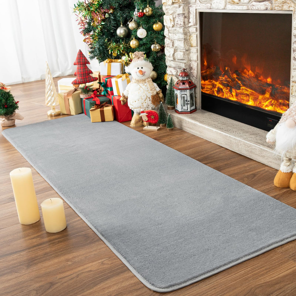 Przemy Washable Grey Rugs for Bedroom Living Room, 2x6 Feet Runner Rug Soft Memory Foam Indoor Carpet for Hallway Kids Boys Girl