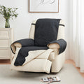 Great Bay Home Reversible Recliner Chair Cover - Washable Slipcover Furniture Protector With Elastic Straps - Chair Cover For Dogs, Kids, And Pets - Quilted & Stitched Detail (Recliner, Black/Taupe)