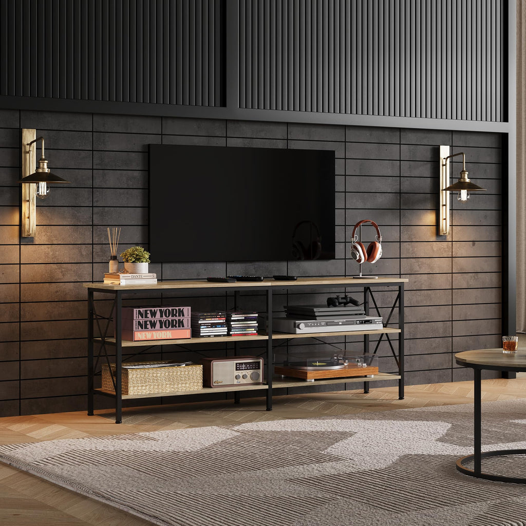 Wlive Tv Stand Up To 70 Inch Tv, 63' Entertainment Center, Tv Media Console With 3-Tier Storage Shelves For Living Room And Bedroom, Greige