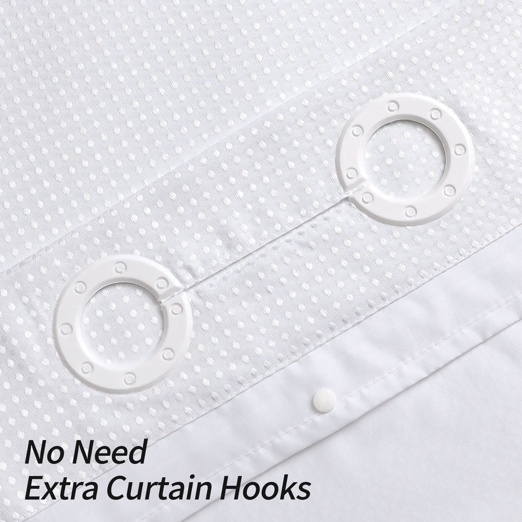Mitovilla White Waffle Small Stall Shower Curtain 36 X 74, No Hooks Required Half Size Narrow Fabric Shower Curtain Set With Sna
