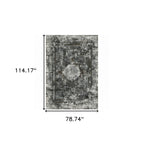HomeRoots 508937 6 x 9 ft. Charcoal Rust Gray Blue Ivory & Brown Oriental Power Loom Stain Resistant Rectangle Area Rug