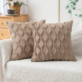 Miulee Light Brown Throw Pillow Covers 18X18 Set Of 2 Decorative Farmhouse Couch Throw Pillows Boho Shells Cute Soft Plush Wool