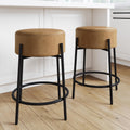 Nathan James Isaac 24 Modern Backless Bar Stool with Round Soft Padded Faux Leather Upholstered Seat and Metal Mid-Century Base,