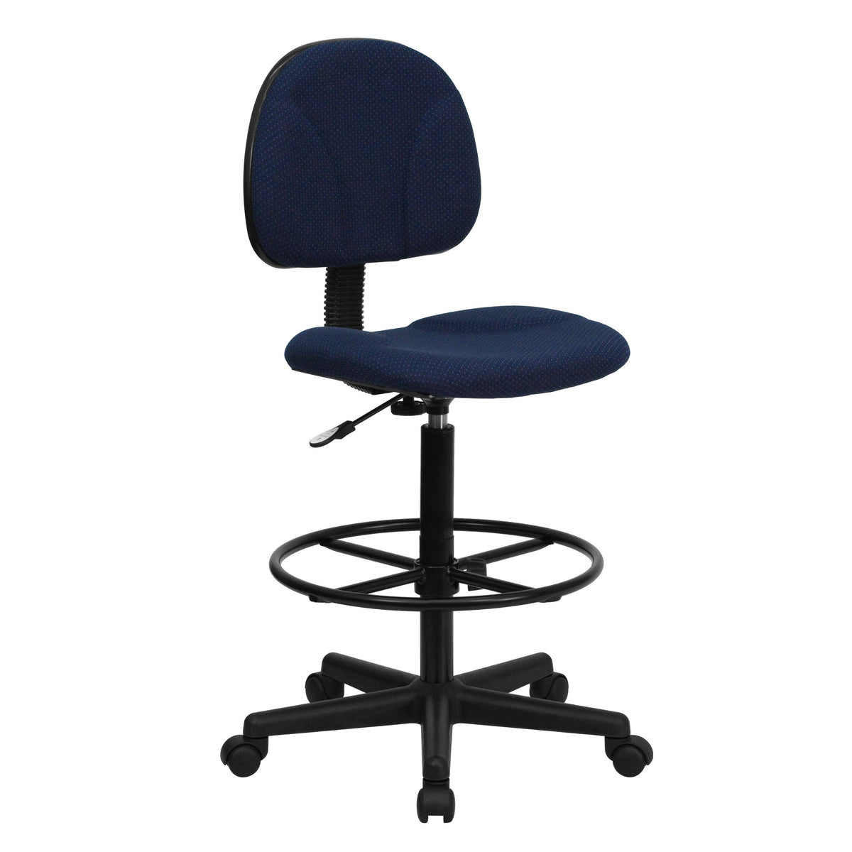 Flash Furniture Bruce Navy Blue Patterned Fabric Drafting Chair (Cylinders: 22.5''-27''H or 26''-30.5''H)