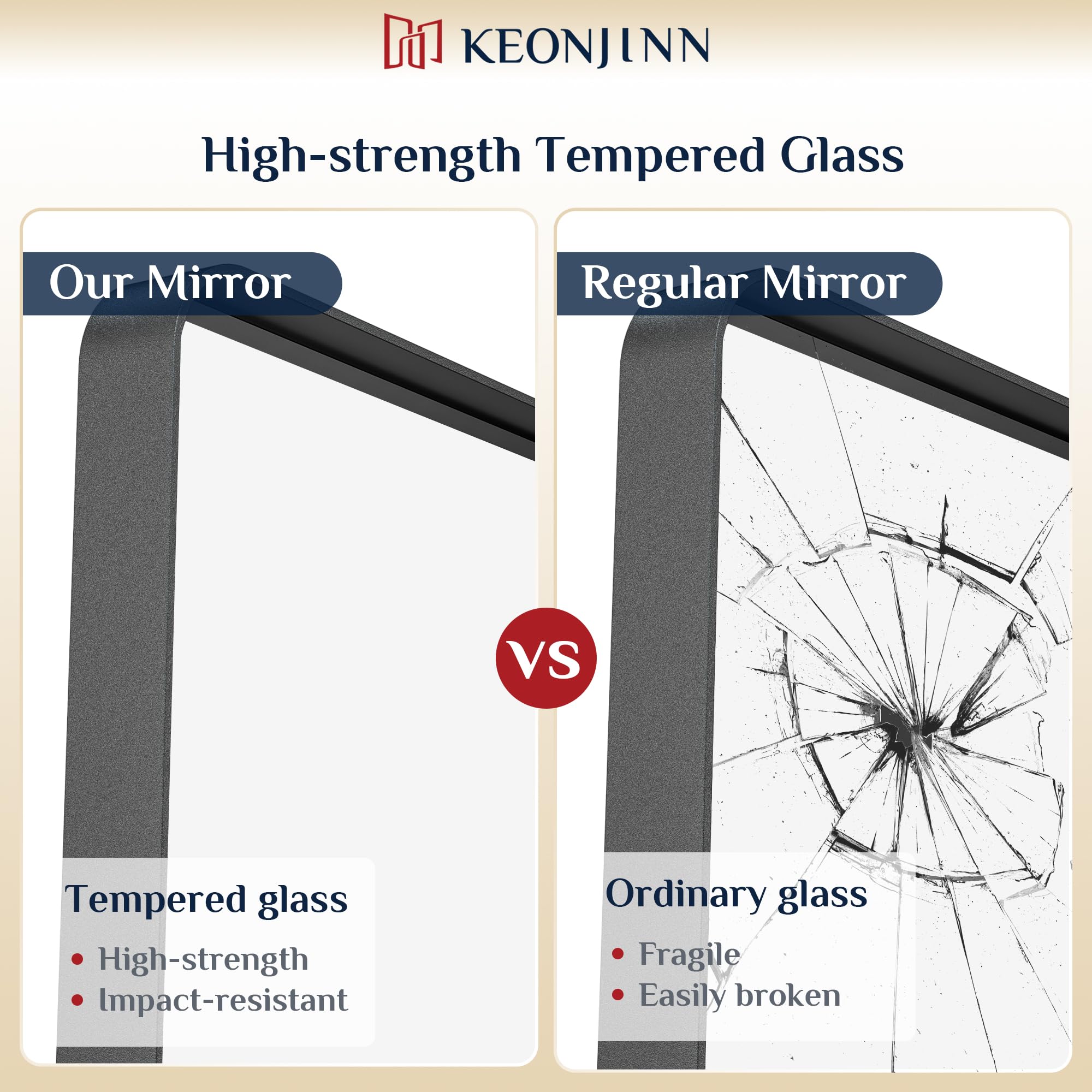 Keonjinn Black Metal Framed Bathroom Mirrors For Wall, 20 X 30 Inch Rounded Rectangle Bathroom Vanity Mirror, Matte Black Farmho