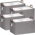 Hinwo 70L Extra Large Storage Bins, 4-Pack Closet Organizers and Storage, Foldable Clothes Storage Baskets with Handles, Contain