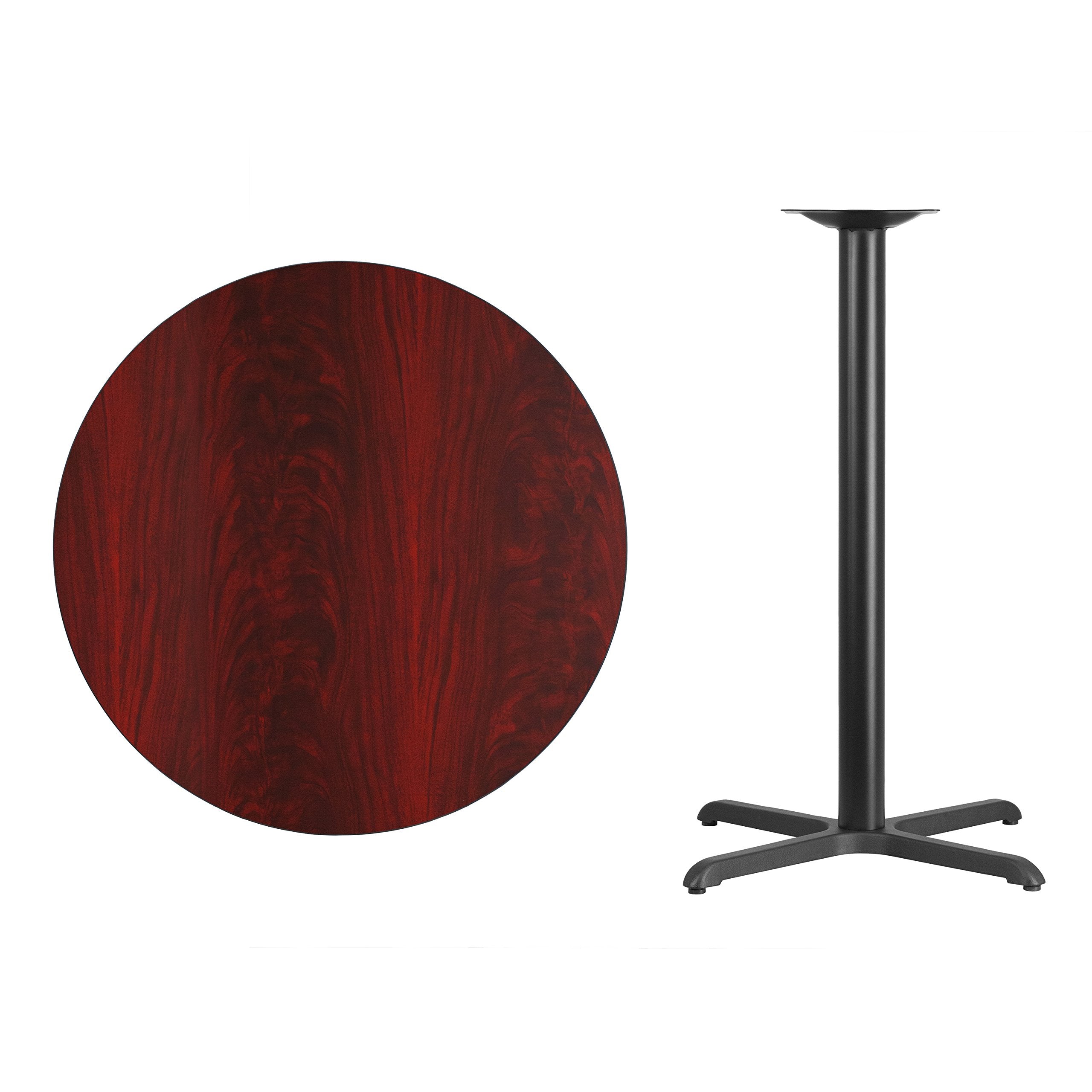 Flash Furniture 36'' Round Mahogany Laminate Table Top With 30'' X 30'' Bar Height Table Base