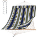 Suncreat Hammocks Outdoor Double Hammock With Hardwood Spreader Bar, Cotton Rope Hammock With Polyester Pad, Blue&Aqua