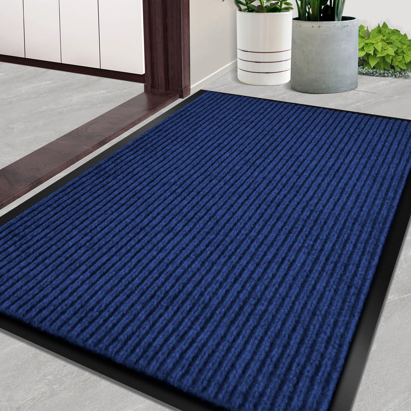 Door Mat Heavy Duty Outdoor Indoor Doormat Low Profile Front Door Mat Large 48X72 Inch Blue Entrance Welcome Mats Easy Clean Pat