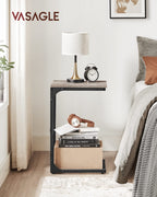 Vasagle C-Shaped End Table, Small Side Table For Couch, Sofa Table With Metal Frame For Living Room, Bedroom, Bedside, Greige And Black