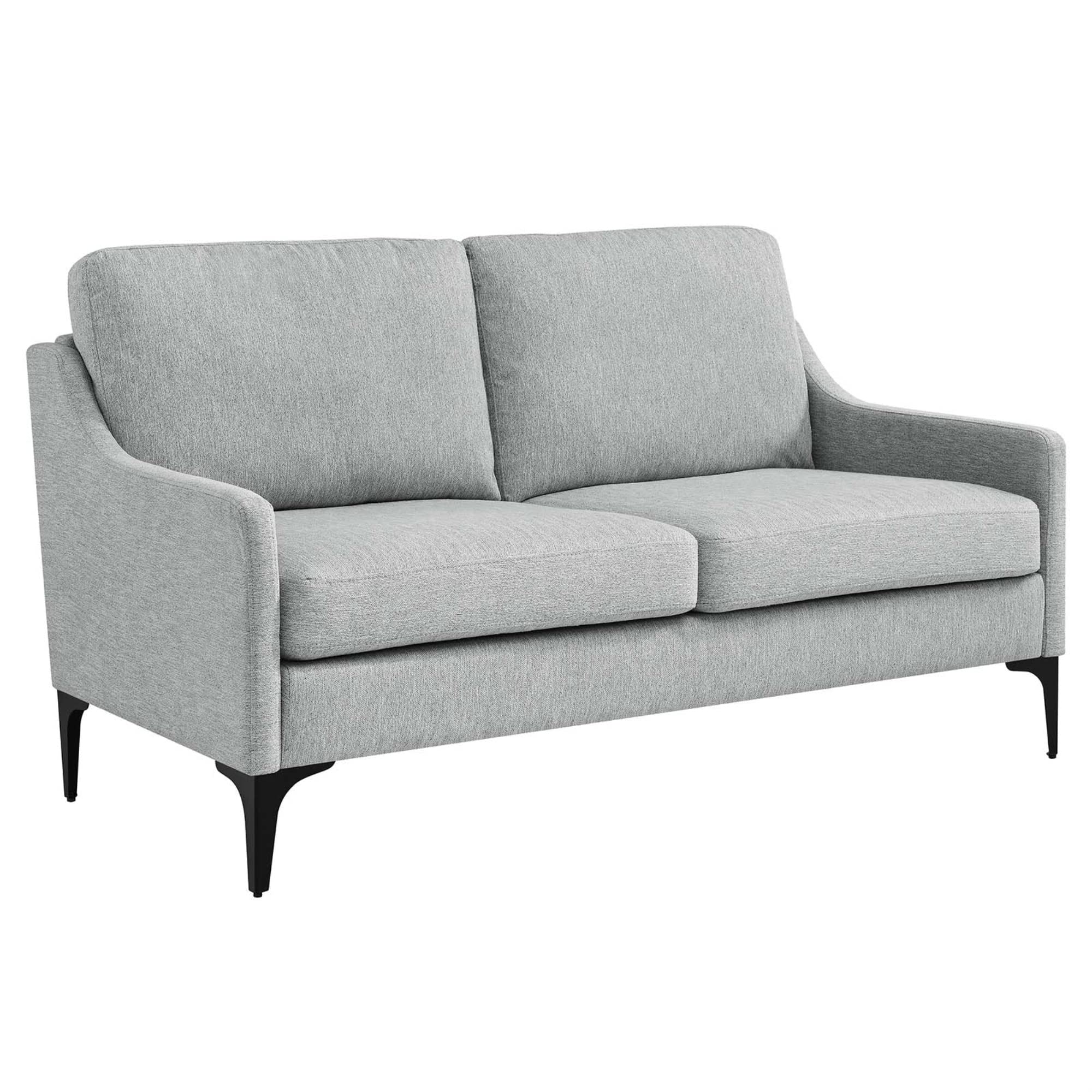 Modway Corland Upholstered Fabric And Metal Loveseat In Light Gray