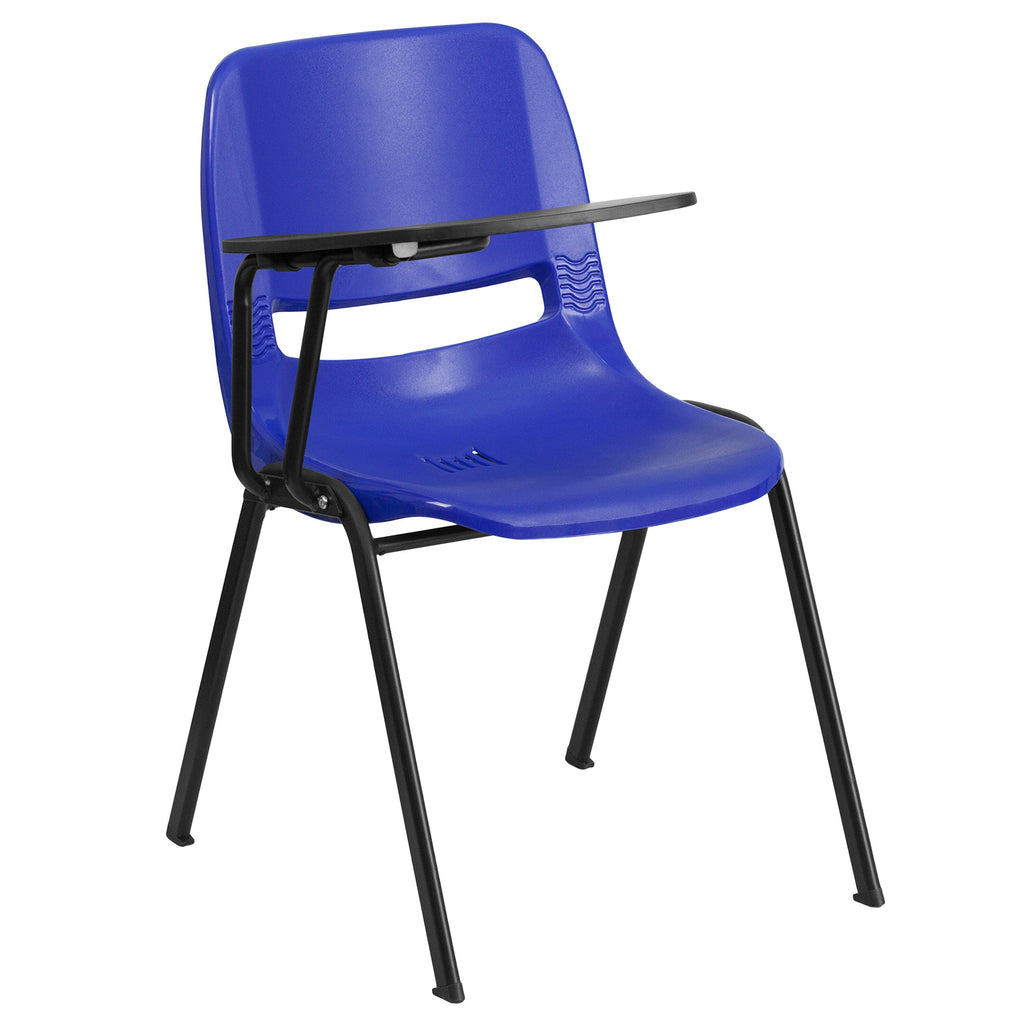 Flash Furniture Hercules Blue Ergonomic Shell Chair With Right Handed Flip-Up Tablet Arm