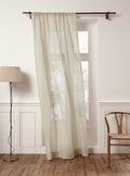 Solino Home Linen Sheer Curtain 45 Inches Long - Light Natural 100% Pure Linen European Flax Window Sheer Curtain Panel 52 X 45