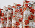 Exporthub 2 Pieces Fancy Design Orange Floral Leaf Polyester Eyelet Door Curtains  Length 7 Feet, (EHSPR723_74)