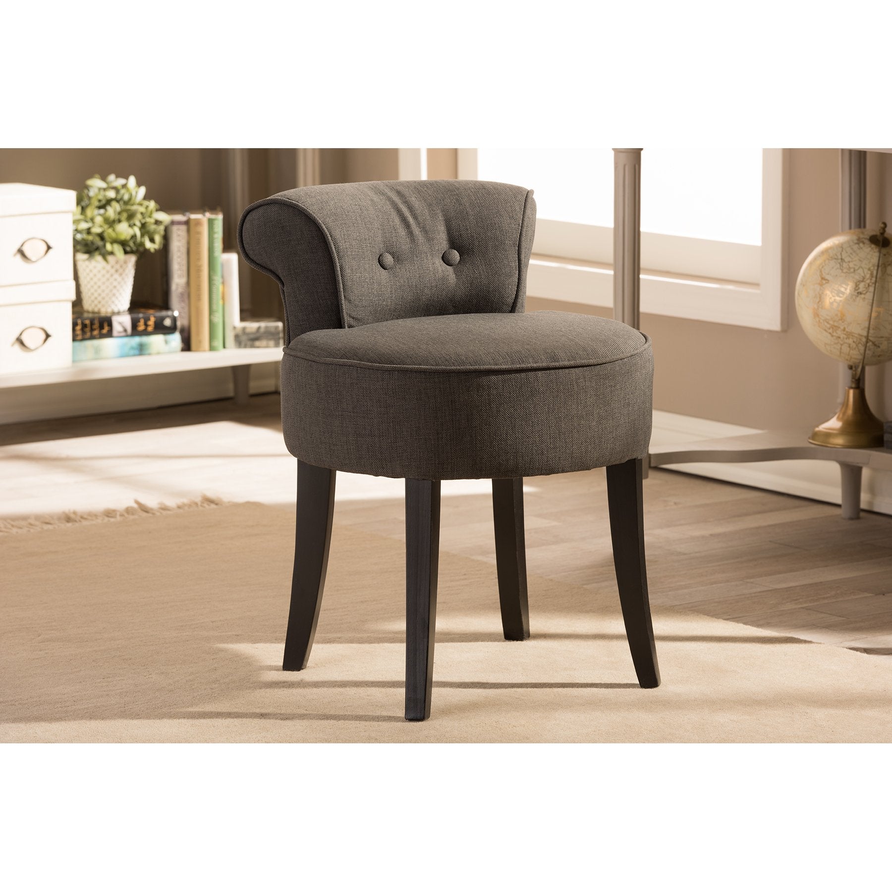 Baxton Studio Millani Gray Linen Modern Lounge Stool