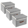 TYEERS Foldable Storage Boxes with Lids 3 Pack Fabric Storage Bins with Lids, Closet Organizers for Clothes Storage, Room Organi