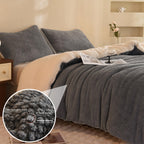 Llancl 3D Jacquard Design Comforter Set, Ultra-Soft Warm King Size Sherpa Fur Plush 3-Pieces Sets Luxury Cozy Bedding With 2 Pil
