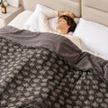Bearhug Electric Blanket Twin Size 62' X 84', Grey Flower Patterns Faux Fur & Warm Sherpa Heated Blanket, 10 Heating Levels &