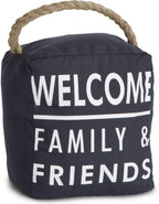 Pavilion 187426 Door Stopper-Welcome Family & Friends, Dark Gray - 5 X 6 In.