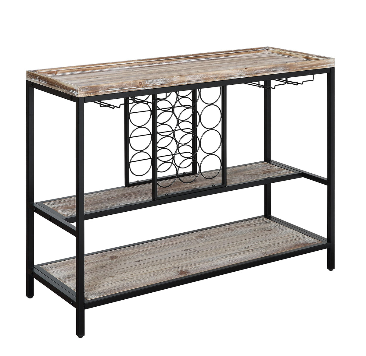 4D Concepts Hampton Entry Table, Natural Weathered Wood/Black Metal