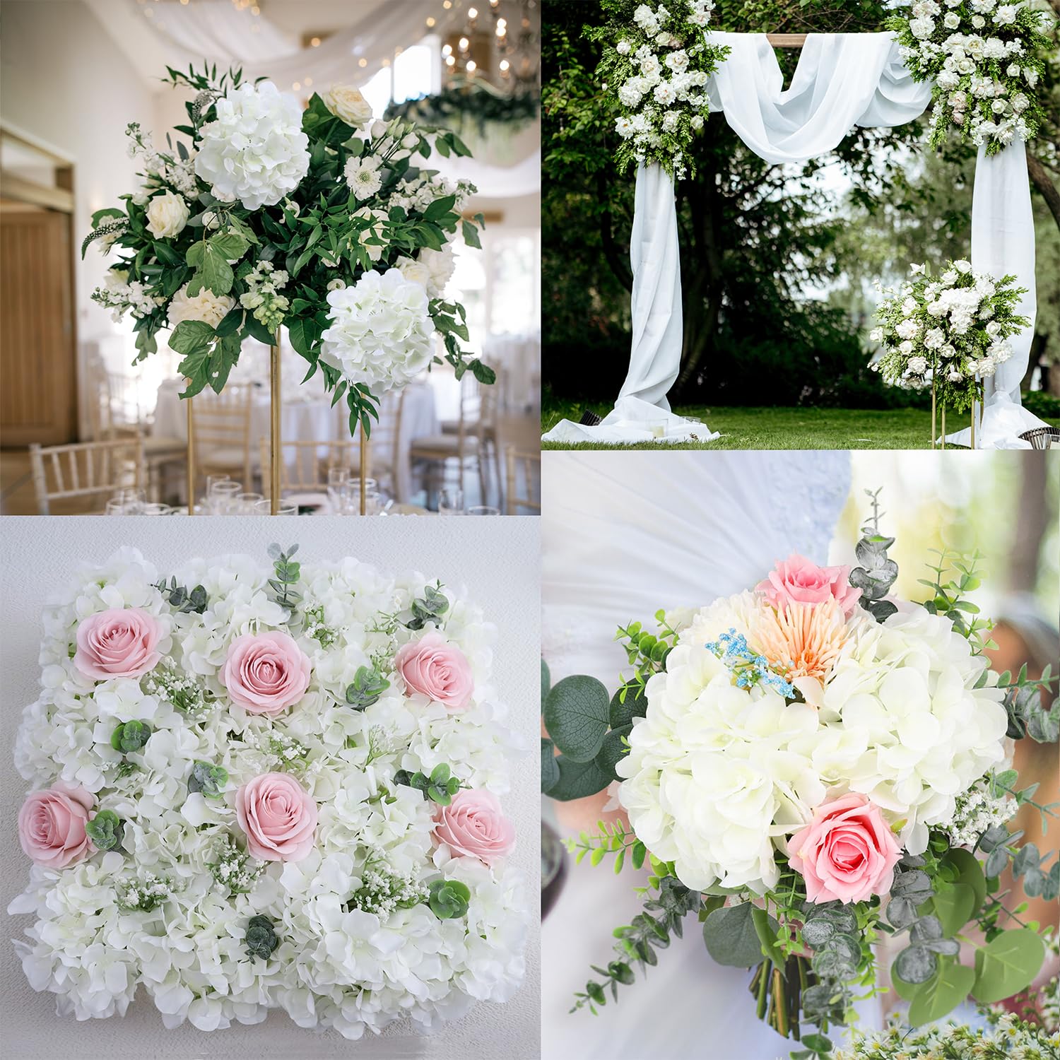 Aviviho Artificial Flowers White Full Faux Hydrangea Silk Flowers With Stems Pack Of 10 Ivory White Fake Hydrangea Artificial Fl