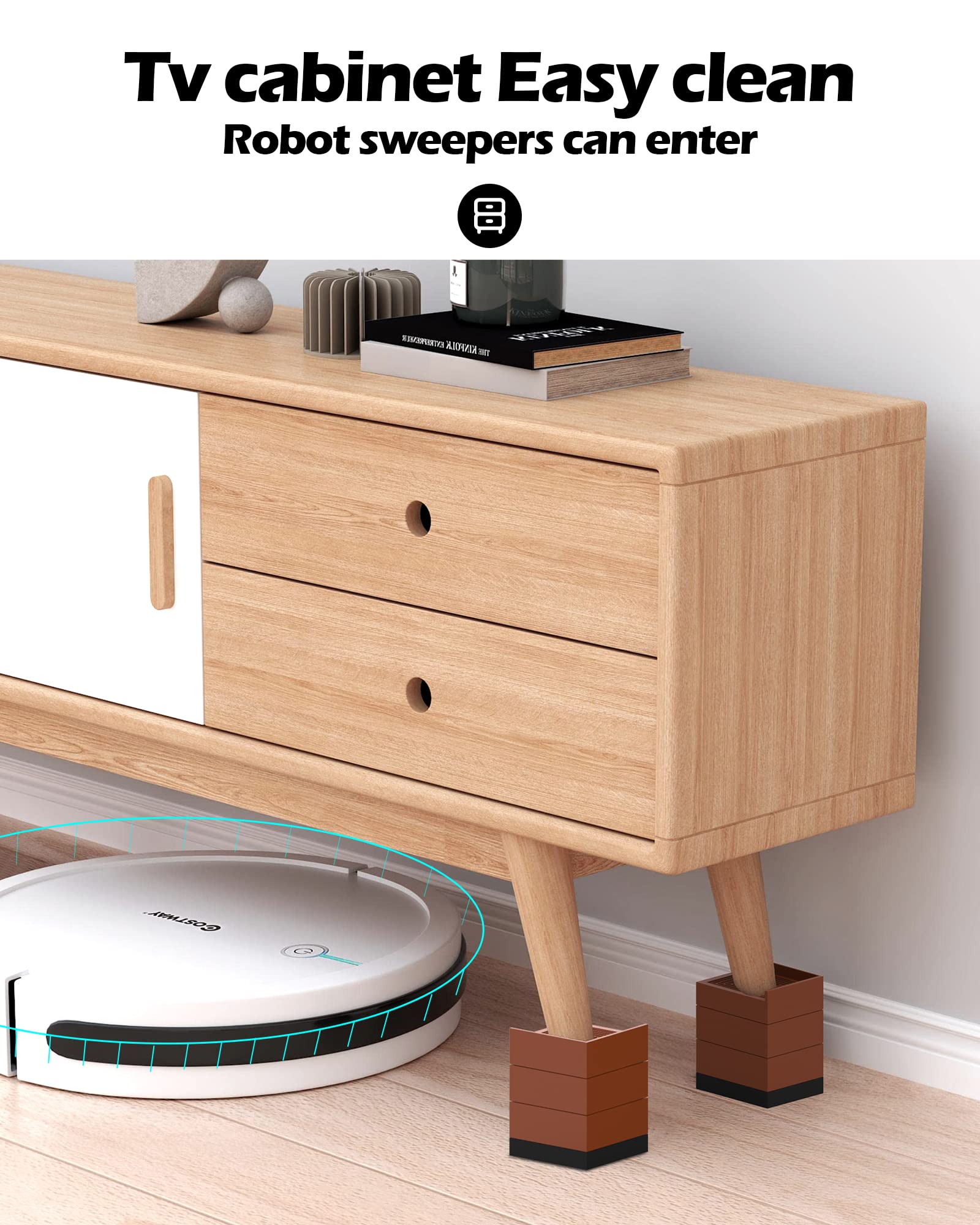 Furniture Risers, Tclouda Bed/Sofa/Desk/Table/Chair Leg/Fridge Lifts To 1.5, 3 And 4 In, Rectangle Adjustable Risers Blocks For