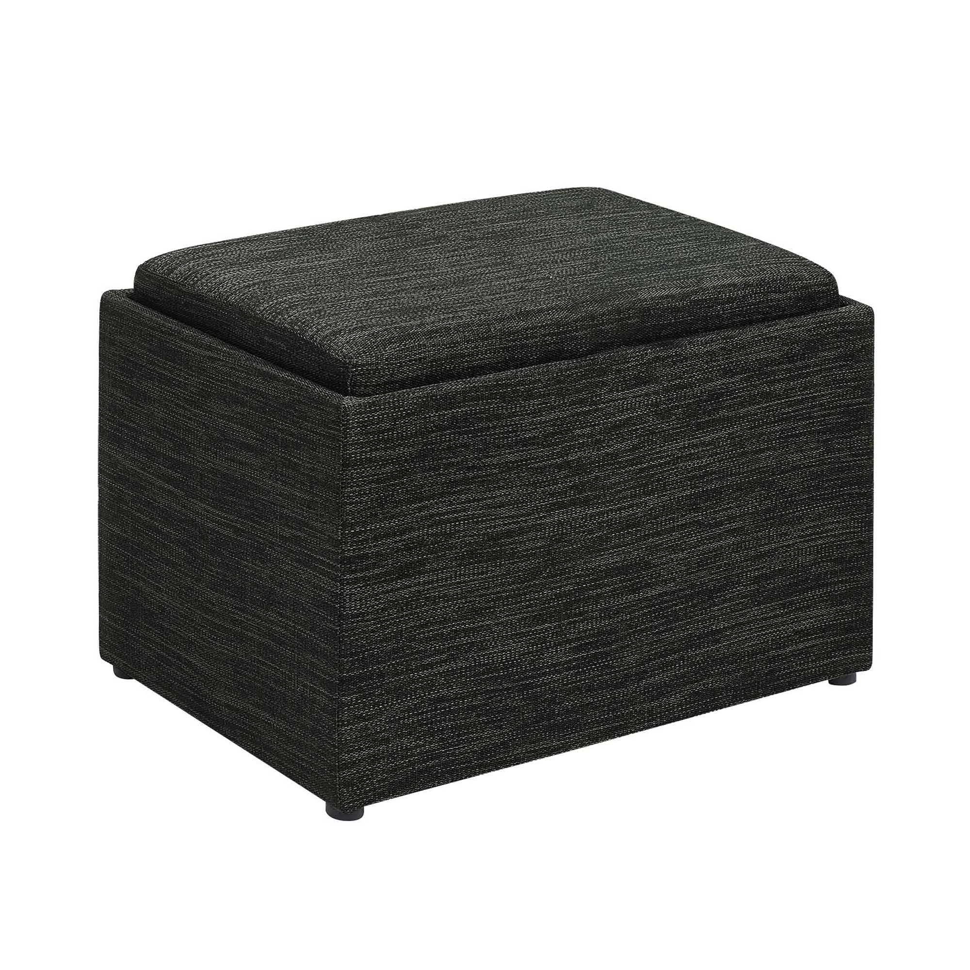 Convenience Concepts Designs4Comfort Accent Storage Ottoman 22.75 - Modern Foot Stool with Decorative Tray for Living Room, Dini