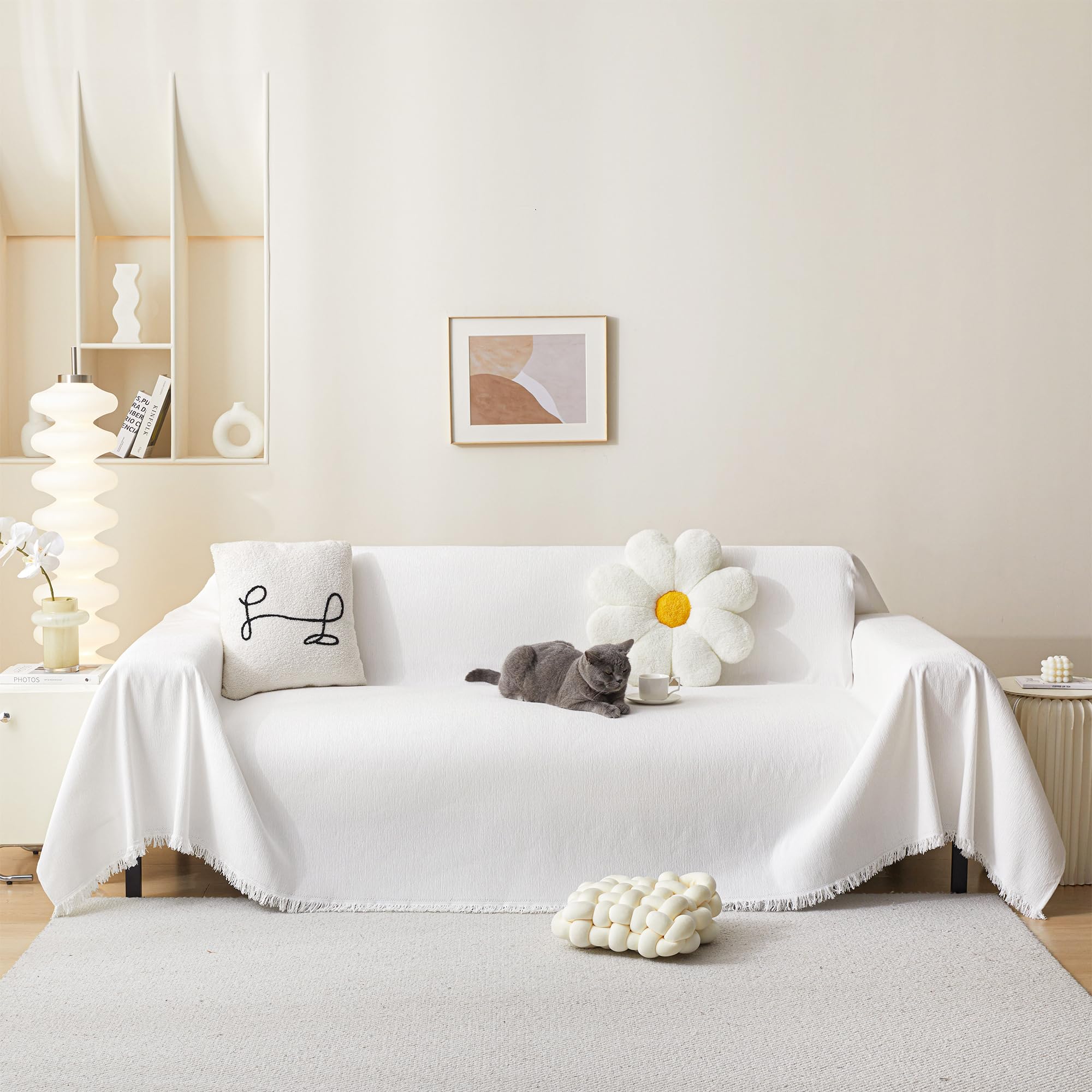 Meetsky Couch Cover For 3 Cushion Couch Sofa Furniture Protector Sofa Covers Chenille Sectional Couch Covers For Pets Oversized