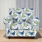 Searchi Stretch Sofa Cover Printed Couch Covers, Floral Pattern 2 Piece Armchair Slipcover With Separate Chair Cushion Cover, Washable Furniture Protector For Living Room(Armchair, Green Flowers)