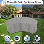 Outdoorlines Waterproof Curved Outdoor Sectional Cover - Uv Resistant Windproof Patio Sectional Sofa Covers For Deck, Lawn And Backyard, Heavy Duty Furniture Covers (90Lx34Dx32Hx46Fl, Gray)