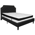 Flash Furniture Brighton Queen Size Tufted Upholstered Platform Bed In Black Fabric With Memory Foam Mattress